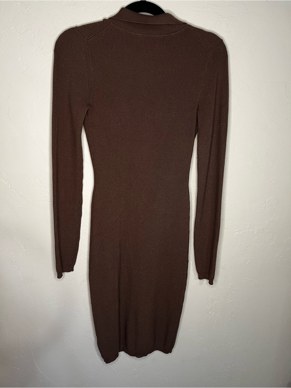 Wilfred Aritzia Cove Chocolate Brown Ribbed Bodycon Sweater Dress - Picture 8 of 10